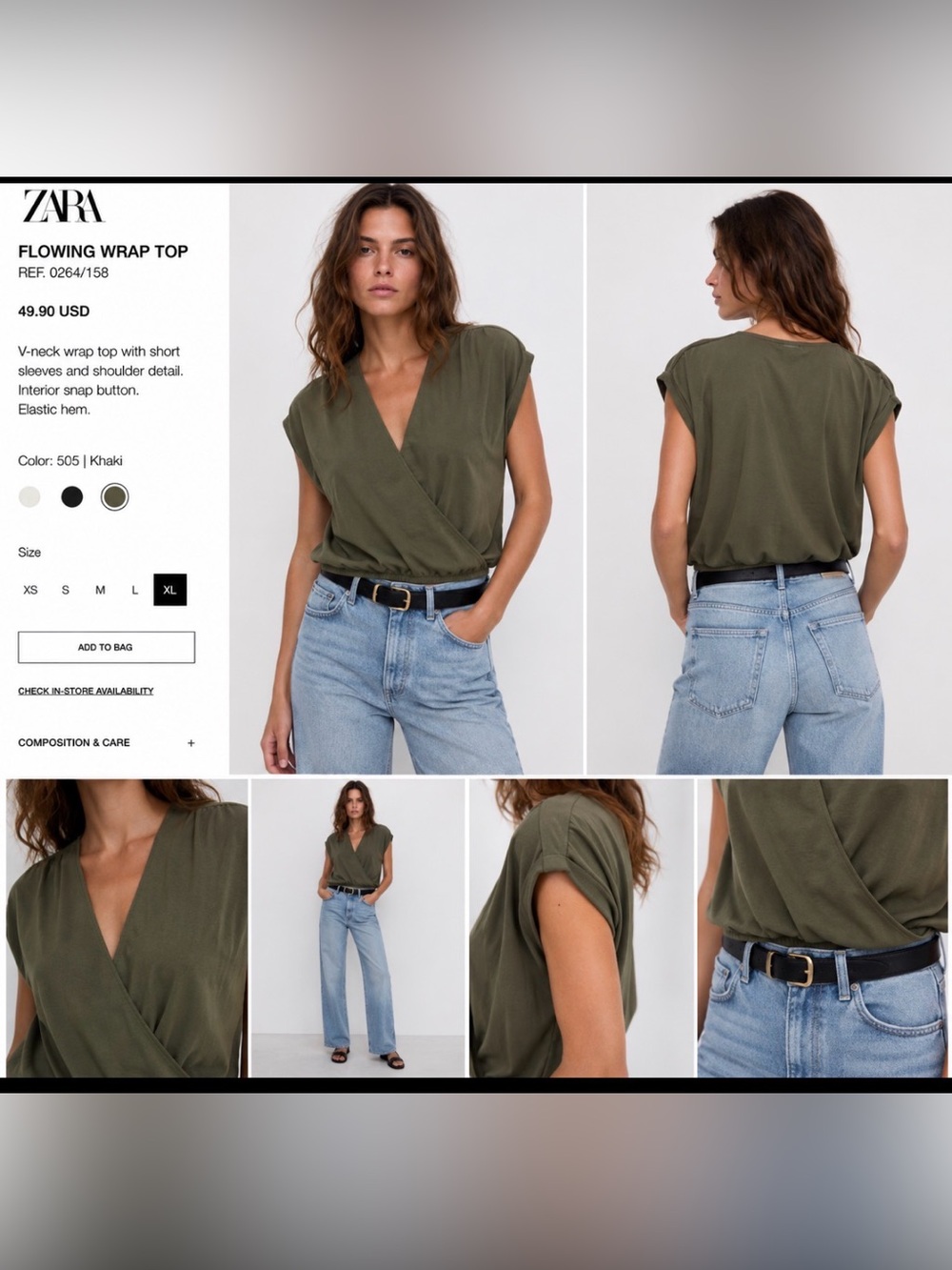 Zara Flowing Wrap Top, Size XL